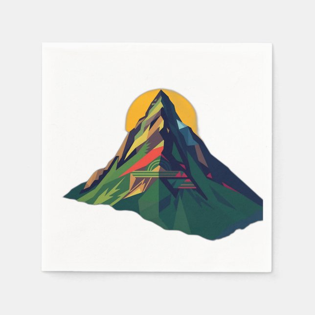 Abstrakte geometrische Berglandschaft Serviette (Vorderseite)