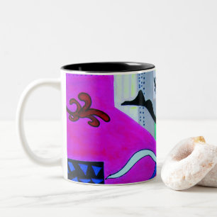 Abstrakte geometrische, blaue rosa Formen Zweifarbige Tasse