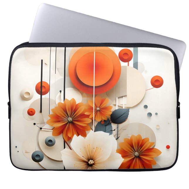 Abstrakte geometrische Blumenmuster Laptopschutzhülle (Vorderseite)