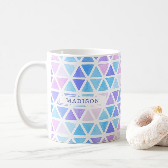 Abstrakte geometrische Dreiecke - Coole Pastelltön Kaffeetasse (Mit Donut)