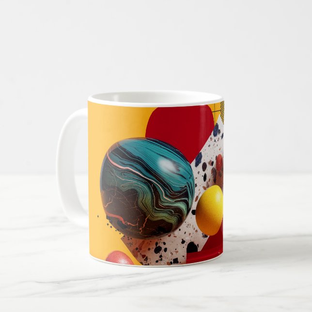 Abstrakte geometrische farbenfrohe Komposition Kaffeetasse (Vorderseite Links)
