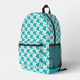Abstrakte geometrische Figuren Türkis mit Orange Bedruckter Rucksack