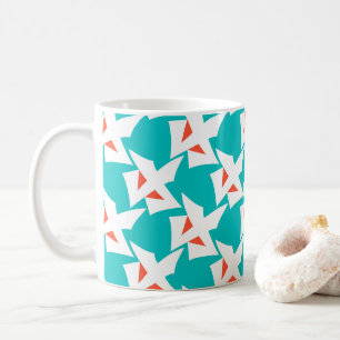 Abstrakte geometrische Figuren Türkis mit Orange Kaffeetasse