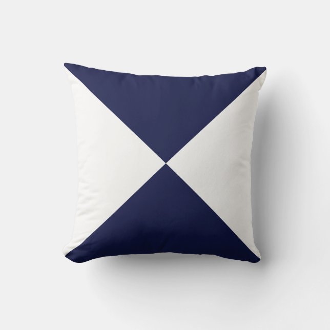 Abstrakte geometrische Form der Navy Blue & White Kissen (Vorderseite)