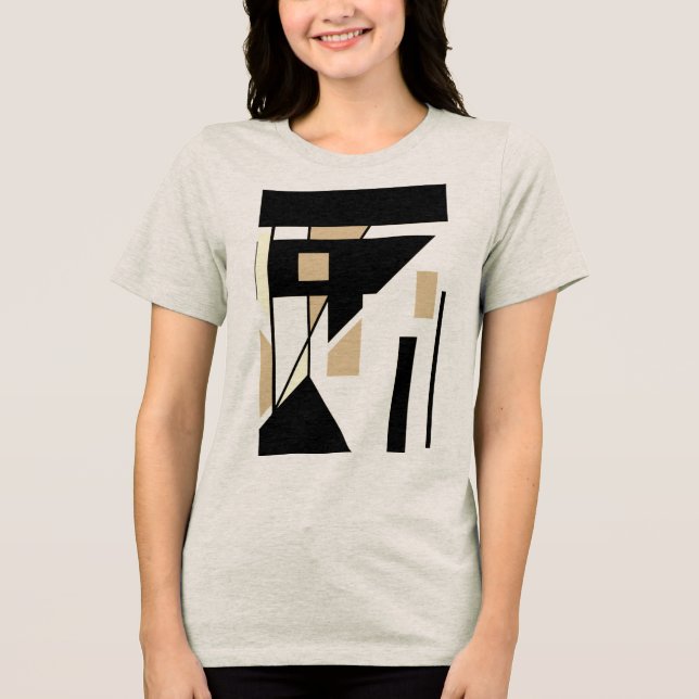 Abstrakte geometrische Formen der schwarzen Tan Be Tri-Blend Shirt (Vorderseite)