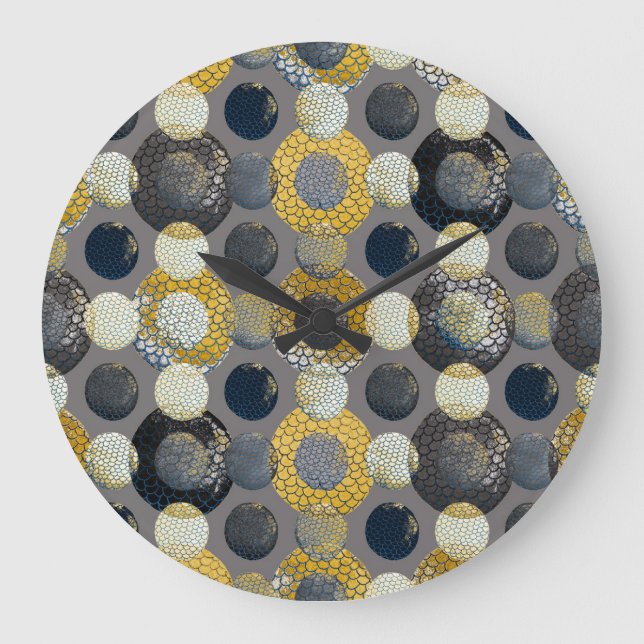 Abstrakte geometrische Formen: Farbenfrohe Wasserf Große Wanduhr (Vorderseite)