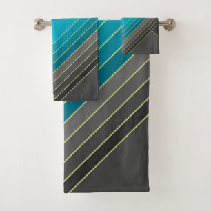 Abstrakte geometrische Formen in aquamarin und gra Badhandtuch Set