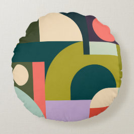 Abstrakte geometrische Formen moderne farbenfrohe Rundes Kissen