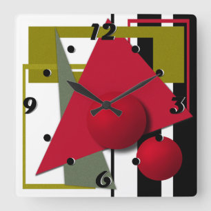 Abstrakte, geometrische Formen Quadratische Wanduhr