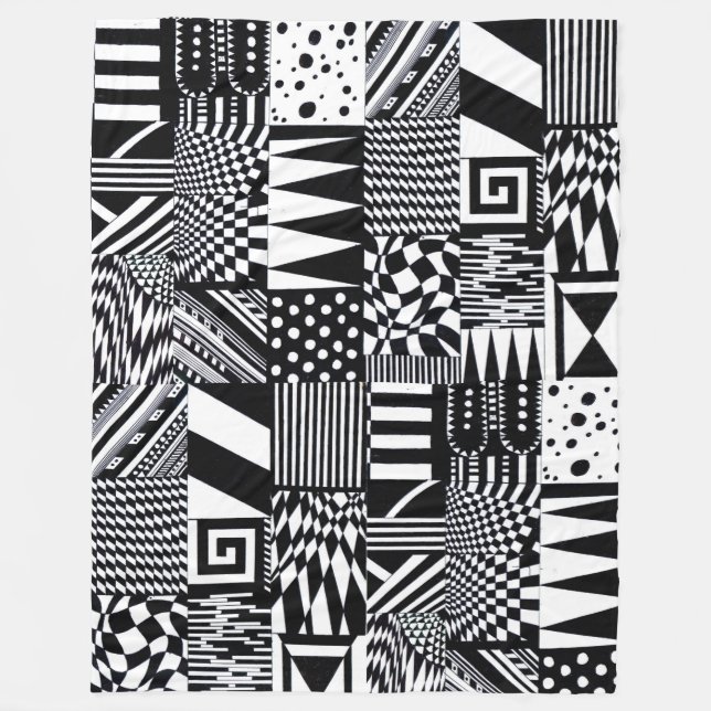 abstrakte geometrische Formen Schwarz-weiße Muster Fleecedecke (Vorderseite)