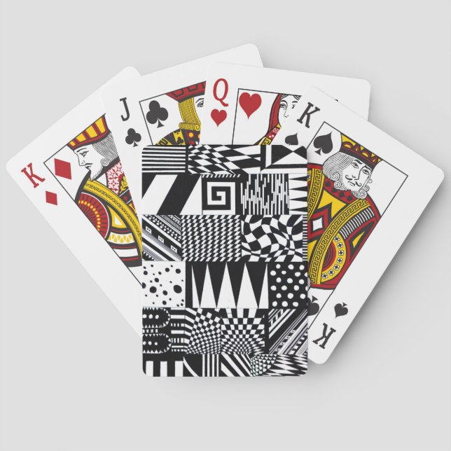 abstrakte geometrische Formen Schwarz-weiße Muster Spielkarten (Rückseite)
