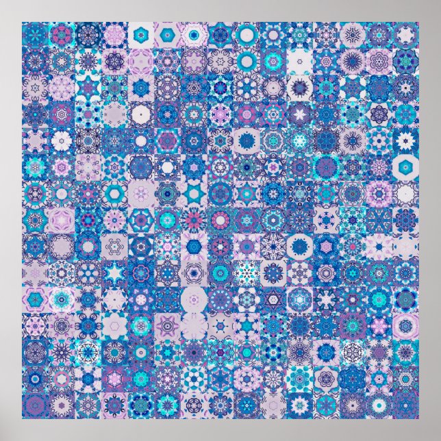 Abstrakte geometrische Formen und Blume, nahtlos p Poster (Vorne)