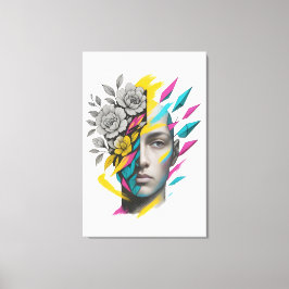 Abstrakte geometrische Gesicht moderne Wandkunst Leinwanddruck