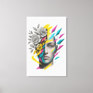 Abstrakte geometrische Gesicht moderne Wandkunst Leinwanddruck