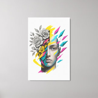 Abstrakte geometrische Gesicht moderne Wandkunst Leinwanddruck