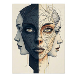 Abstrakte geometrische Gesichter Poster
