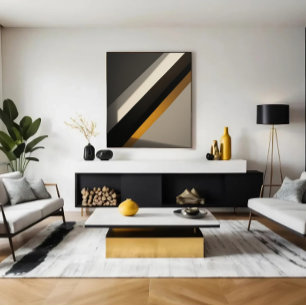 Abstrakte geometrische goldene diagonale Streifen Leinwanddruck