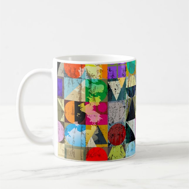 abstrakte geometrische Hintergrundkomposition, mit Kaffeetasse (Links)