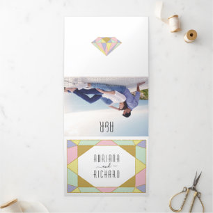 Abstrakte geometrische Hochzeit Dreifach Gefaltete Einladung