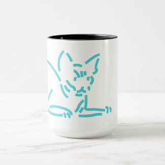 Abstrakte geometrische Katze | Symbolische Linienk Tasse