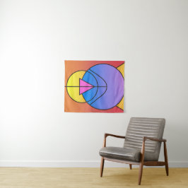 Abstrakte geometrische Kreise Linie Bunt Wandteppich