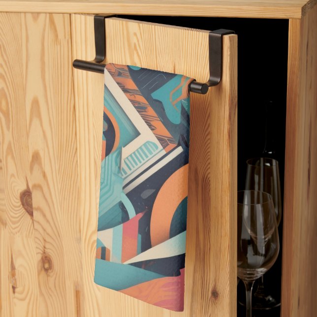 Abstrakte geometrische Kunst - Bold Vibrant Graphi Geschirrtuch (Drittel gefaltet)