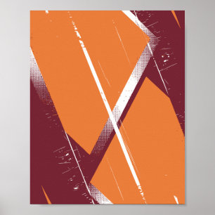 Abstrakte geometrische Kunst mit burgundy Hintergr Poster