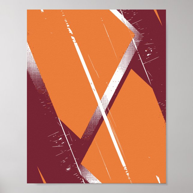 Abstrakte geometrische Kunst mit burgundy Hintergr Poster (Vorne)