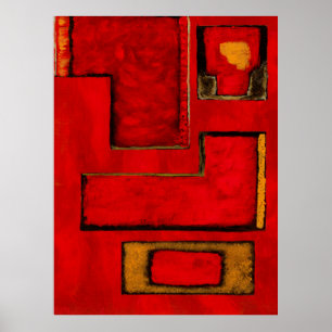Abstrakte geometrische Kunst Rot-Schwarz-Malerei Poster