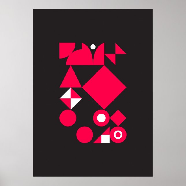 Abstrakte geometrische Kunst (rot, schwarz und wei Poster (Vorne)