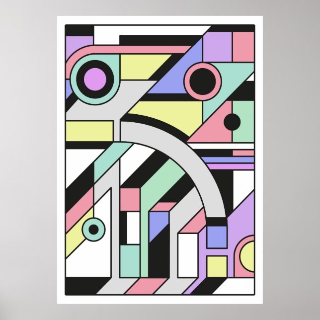 Abstrakte geometrische Kunstwerke im Kubismus Poster (Vorne)