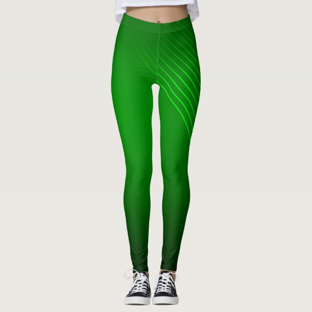 Abstrakte geometrische Linien auf tiefgrüner Ebene Leggings (Vorderseite)