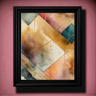 Abstrakte geometrische Malerei mit Aquarellfarbe G Poster