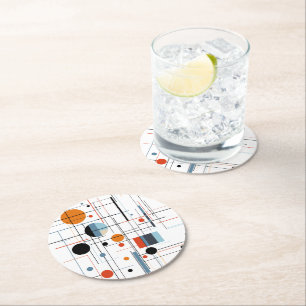 Abstrakte geometrische moderne minimalistische Lin Runder Pappuntersetzer