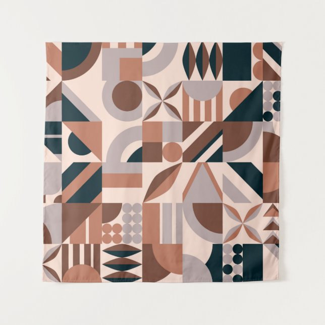 Abstrakte geometrische Mosaikform Wandteppich (Vorderseite)