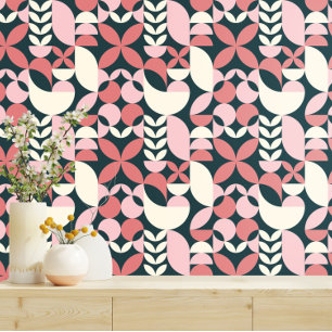 Abstrakte geometrische Muster Navy, Rosa, Tapete