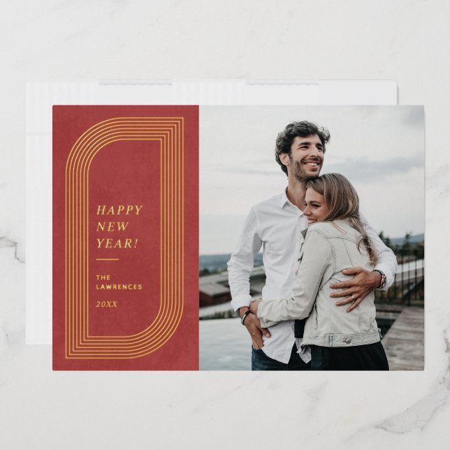 Abstrakte geometrische Neujahrskarte aufdecken - R Folieneinladung (Briefumschlag)