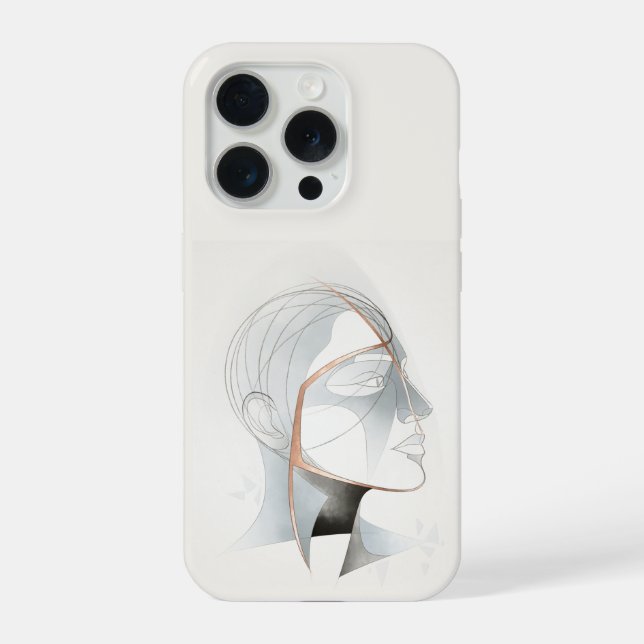 Abstrakte geometrische Profil-Linienkunst iPhone Hülle (Rückseite)
