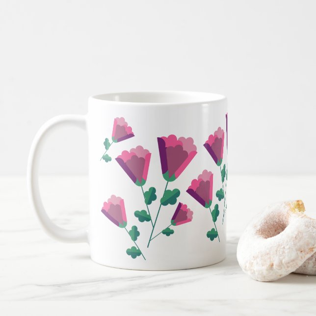 Abstrakte geometrische rosa Blume Kaffeetasse (Mit Donut)