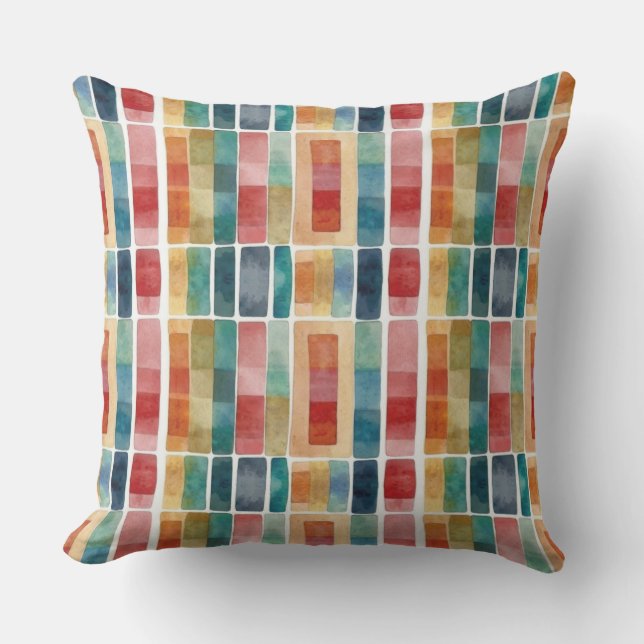 Abstrakte geometrische rote Formen Wasserfarbe Kissen (Vorderseite)