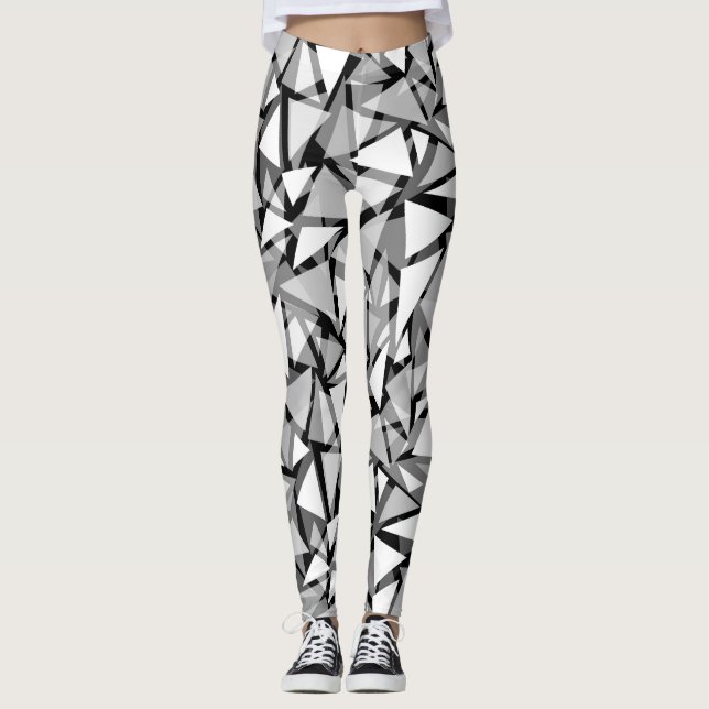 Abstrakte, geometrische Schwarz-Grau-Leggings Leggings (Vorderseite)