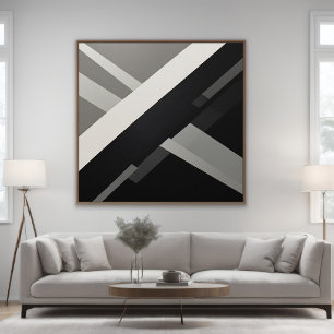 Abstrakte geometrische Schwarz Weiß Grau Poster