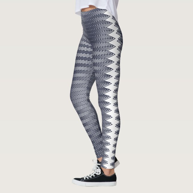 Abstrakte geometrische Schwarz-Weiß-Streifen, trip Leggings (Links)