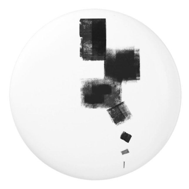 Abstrakte geometrische Schwarz-Weiß-Technik Keramikknauf (Vorderseite)