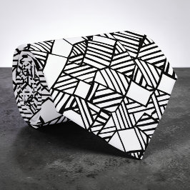 Abstrakte geometrische schwarz-weiße maßgeschneide krawatte