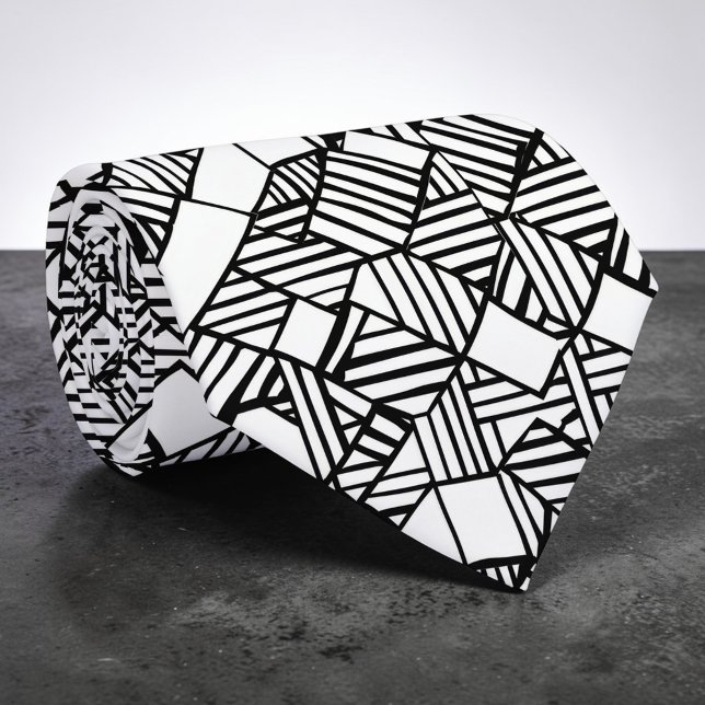 Abstrakte geometrische schwarze und weiße maßgesch krawatte (Von Creator hochgeladen)
