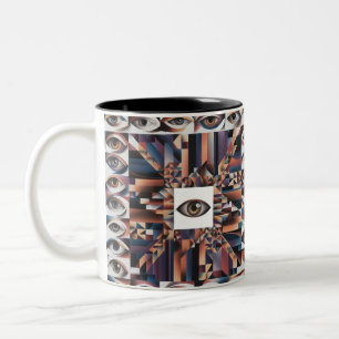 Abstrakte geometrische Sicht des Auges - Surreal M Zweifarbige Tasse