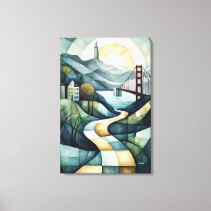 Abstrakte geometrische Skyline von San Francisco, Leinwanddruck