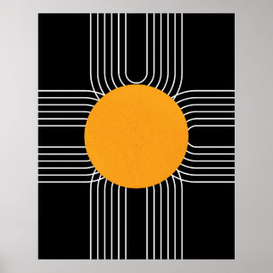 Abstrakte geometrische Sonne Mitte Jahrhundert Mod Poster