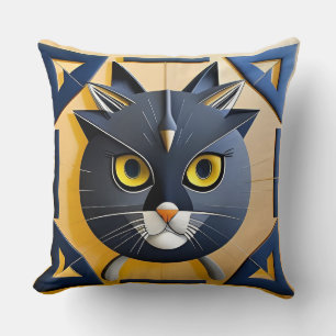 Abstrakte geometrische stilisierte Katze Kissen